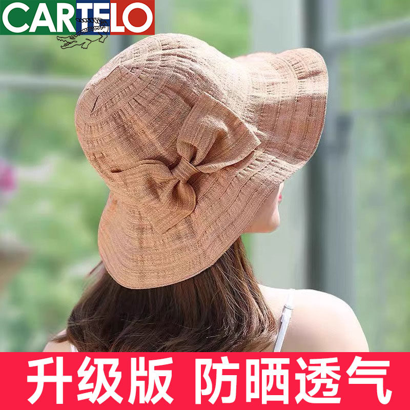 遮阳帽子女2025新夏天韩版老年太阳帽出游遮脸妈妈防晒渔夫帽棉麻