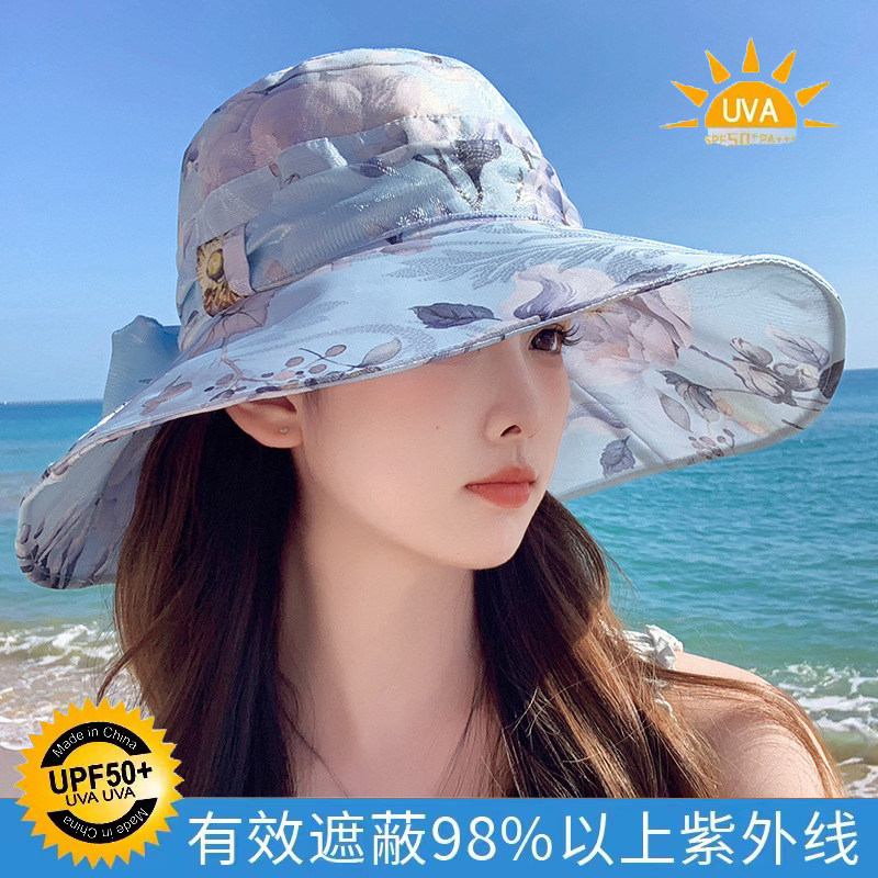 夏季帽子女士2026新款防晒遮阳帽户外海边度假沙滩帽可折叠渔夫帽图片