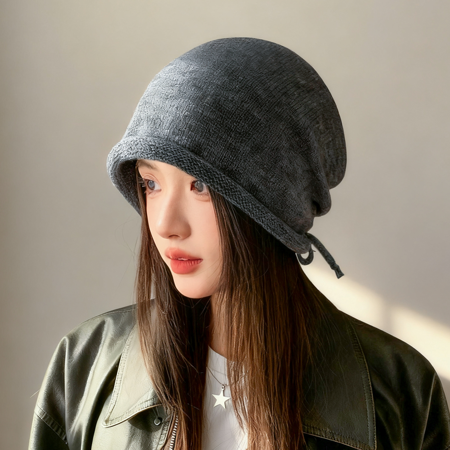 毛线帽女秋冬季大头围堆堆帽冷帽