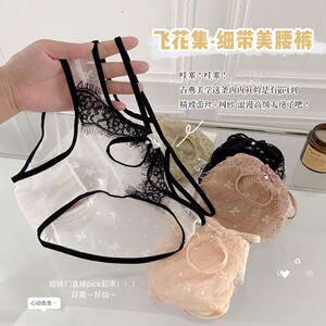 夏季薄款纯欲风少女内裤女新款网纱性感蕾丝镂空女士中低腰三角裤