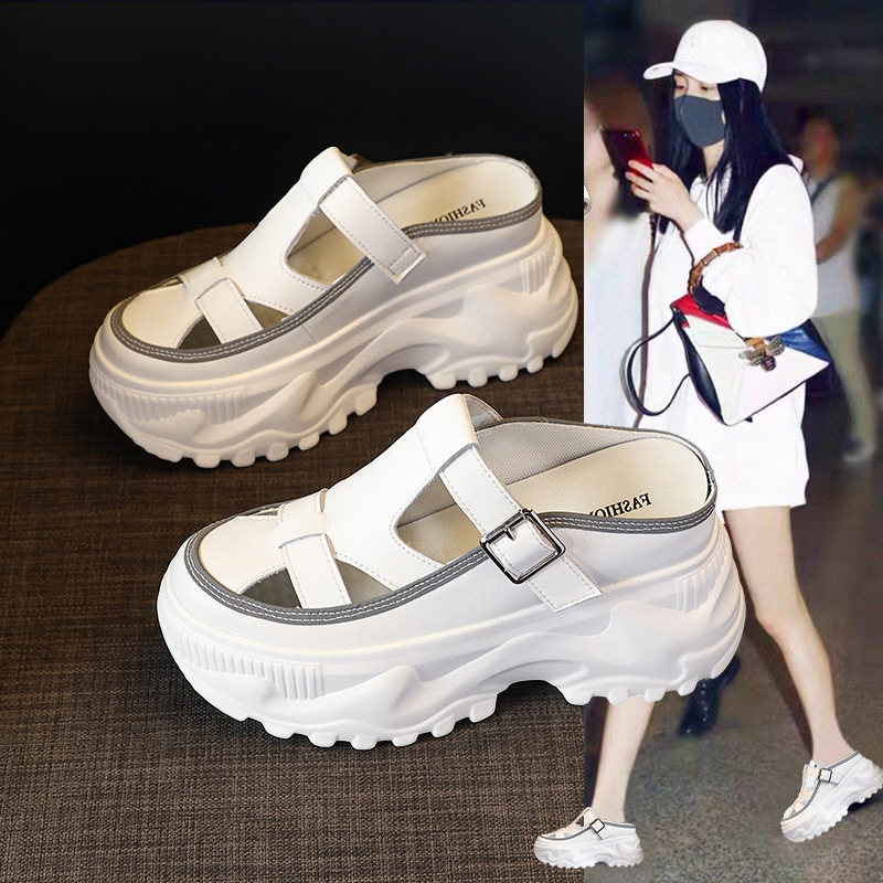 今年流行特惠厚底外穿拖鞋女2024夏季新款透气凉鞋松糕底镂空内图片