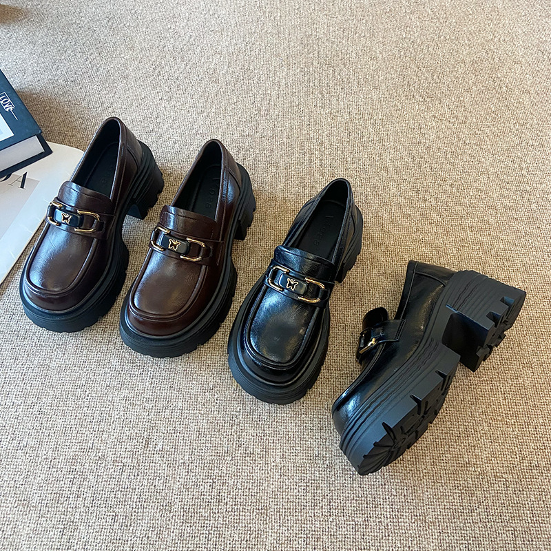 今年流行特惠618-23复古大头英伦风小皮鞋女2025新款秋季厚底