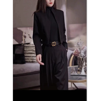 今年流行特惠88262大爱美依缘2023春秋新款长袖短外套高腰阔腿