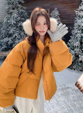 今年流行特惠橘黄色短款羽绒服冬季女款2026新款爆款小个子加厚90