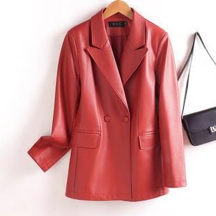 今年流行特惠跨境2025秋季新款绵羊皮衣外套女短款小西服修身显瘦