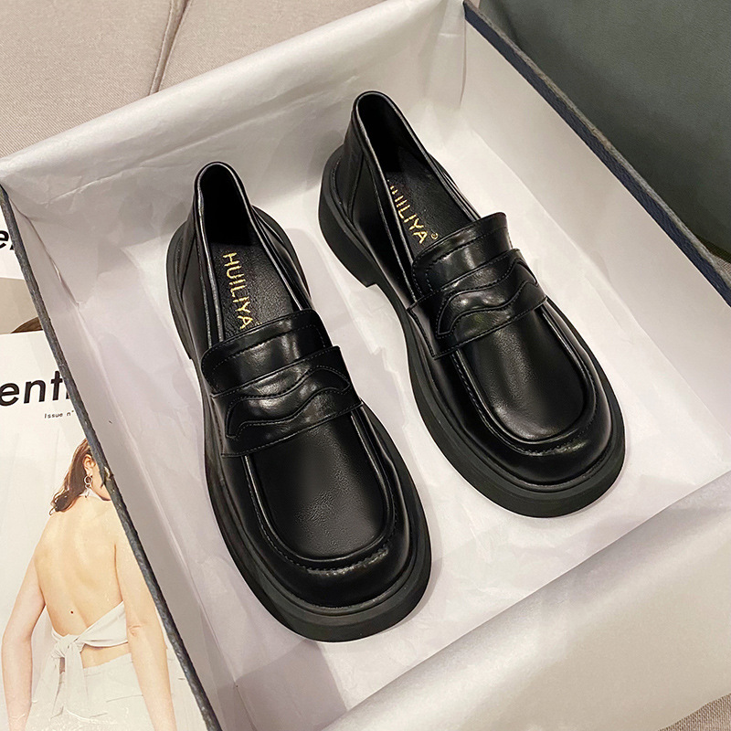 今年流行特惠乐福鞋女2025秋厚底鞋日系JK英伦风黑色小皮鞋一脚蹬