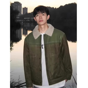 今年流行特惠翻领羊羔绒夹克棉袄外套男冬季加绒加厚2026新款短款