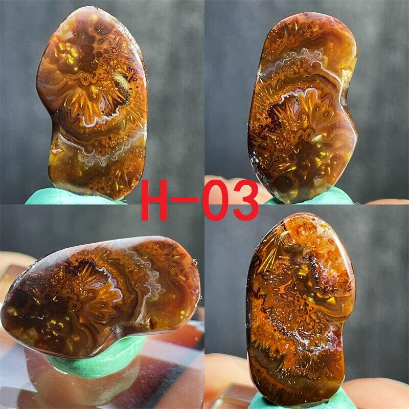 천연 크리스탈 멕시코 불 마노 화려한 불 펜던트 반지 얼굴 귀걸이 원시 돌 광택 베어 스톤 보석 장식품