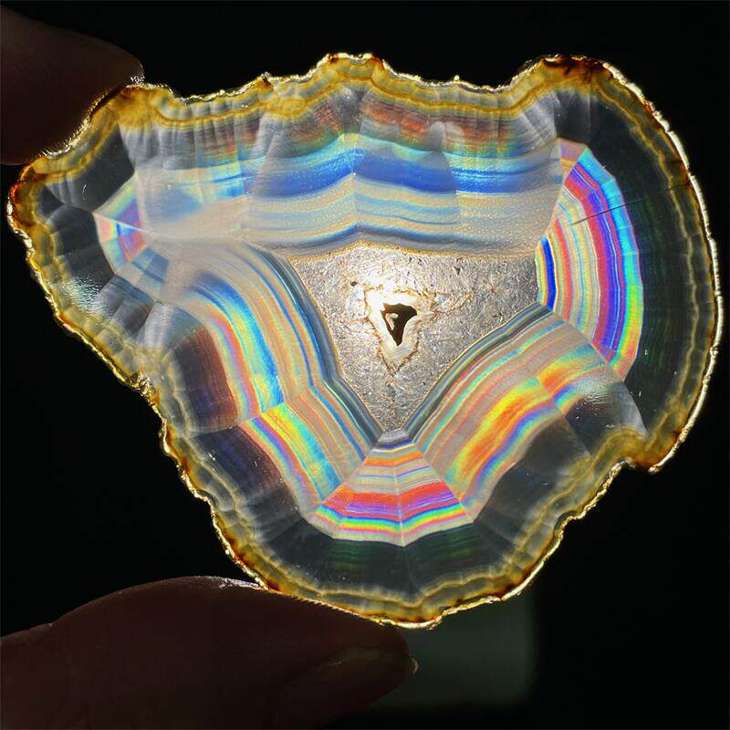 천연 크리스탈 LRLS 아이리스 마노 조각 다채로운 조각 DIY 미네랄 크리스탈 표본 컬렉션 원래 돌 진자