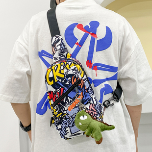 胸包男潮牌ins日系小背包休闲运动单肩斜挎包男款 百搭腰包女 个性