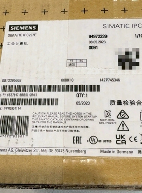 西门子SIMATIC IPC227E工业计算机，型号6ES7 ~议价