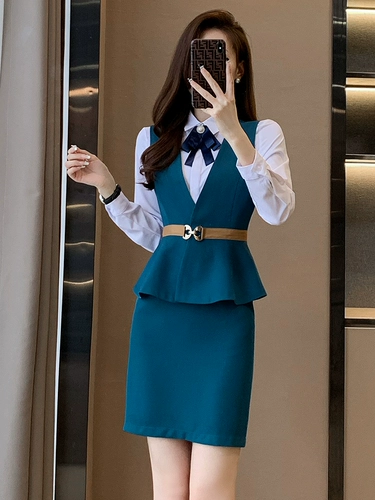 Рабочий модный жилет для отеля, комплект, униформа, облегающий крой