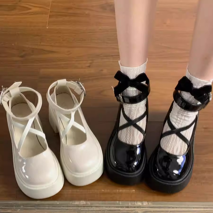 真皮厚底玛丽珍小皮鞋女高跟单鞋
