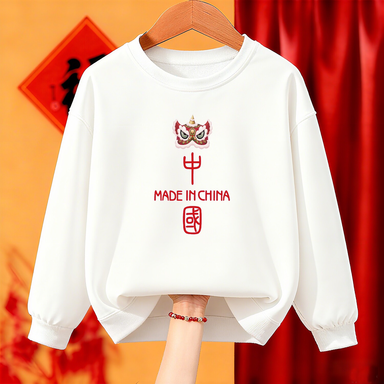 夷美夷家卫衣女红色2025新款卫衣/绒衫