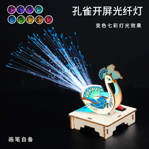 科趣科学实验diy孔雀光纤灯