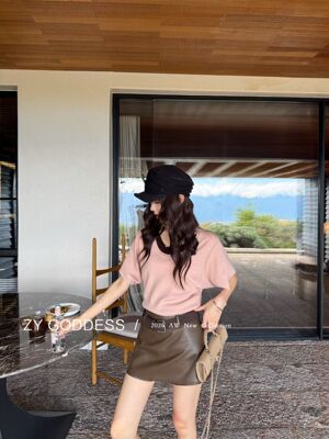 ZY GODDESS简约风纯色圆领短袖连衣裙女宽松显瘦百搭上衣