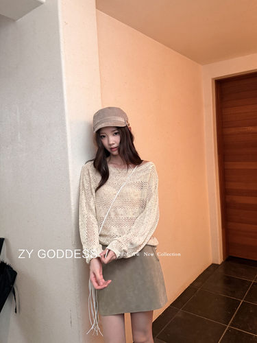ZY GODDESS简约风纯色圆领长袖毛衣女宽松显瘦百搭上衣女气质