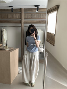 内搭夏季 Hers韩系简约百搭气质V领短袖 上衣大码 新款 T恤女2026春季