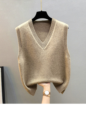 针织马甲背心女春秋2025年新款爆款V领毛衣外搭坎肩宽松叠穿马夹