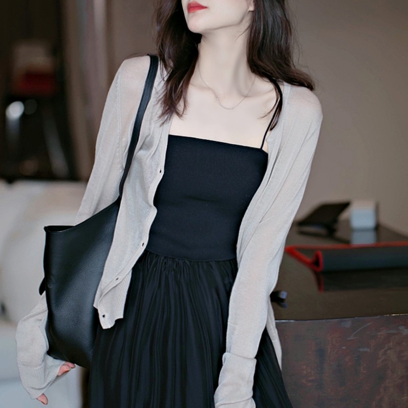 冰丝针织防晒开衫女夏季外搭薄款空调披肩