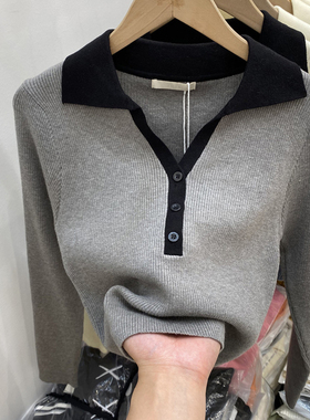 polo翻领针织衫毛衣春装女2025年新款早春短款上衣长袖内搭打底衫