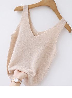 v领小吊带背心女2025新款夏季打底西装内搭爆款白色针织无袖上衣