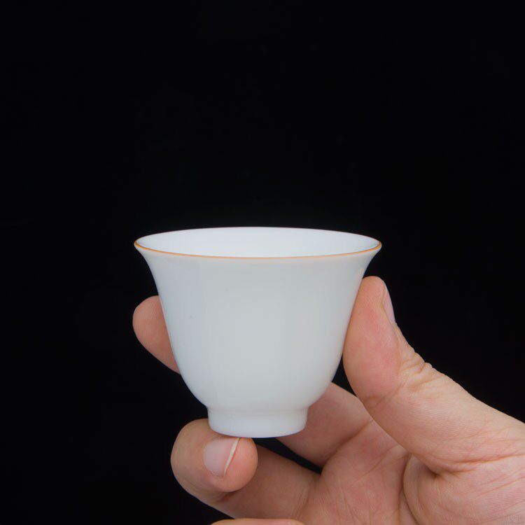 茶米坊甜白釉品茗杯工夫茶杯主人杯陶瓷杯素雅小茶杯复古茶盏茶具