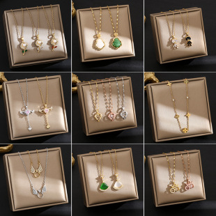 韩版 百搭轻奢微镶钛钢项链女高级感小众设计锁骨链不掉色饰品 时尚