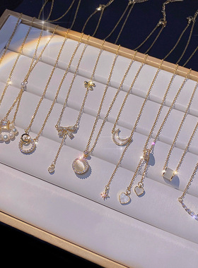 韩版ins风钛钢项链女生高级感百搭小众珍珠锁骨链吊坠配饰品