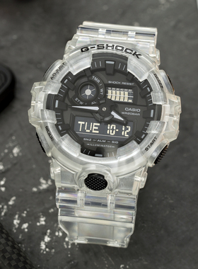 casio手表G-SHOCK坚韧透明白色冰川冰韧系列男运动手表GA-700