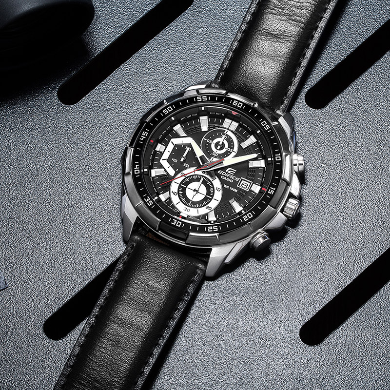 卡西欧手表男 防水石英表男表casio赛车大表盘钢带手表ef-539d-1a