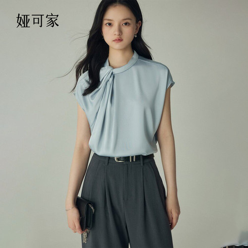 2025夏季新款珍珠气泡小众设计感立体打褶气质通勤衬衫上衣开春上