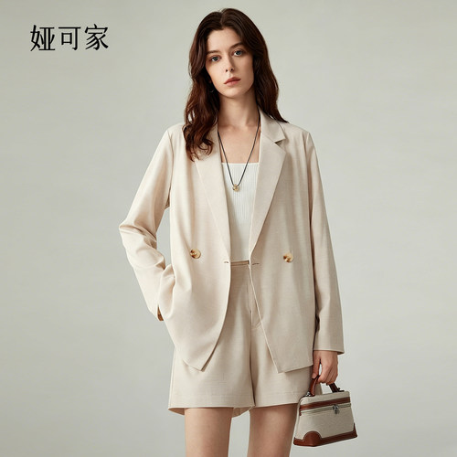娅可家杏色薄款西装夏防晒外套