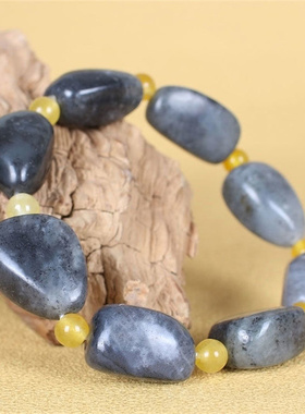 天然和田玉青花手串男女新疆原石不规则玉石手串简约健身可爱珠串