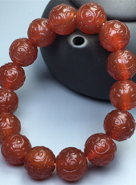 红玛瑙雕刻仿古云纹玉器手饰品