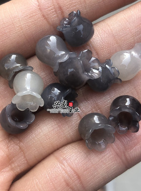 天然和田玉烟灰色风铃玉坠 青海料铃兰花苞半成品diy手链耳环项链