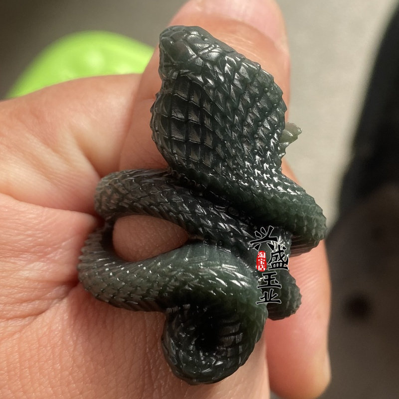 新款和田玉生肖蛇戒指男女士本命年平安蛇灵蛇玉石扳指玉器指环男
