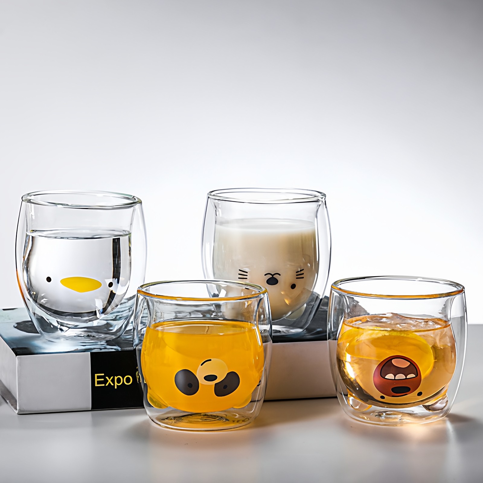 创意动物水杯高硼硅玻璃杯双层隔热牛奶杯咖啡杯高颜值果汁杯杯子,餐饮具,玻璃杯,淘宝优惠券,粉丝福利购,淘宝优惠卷