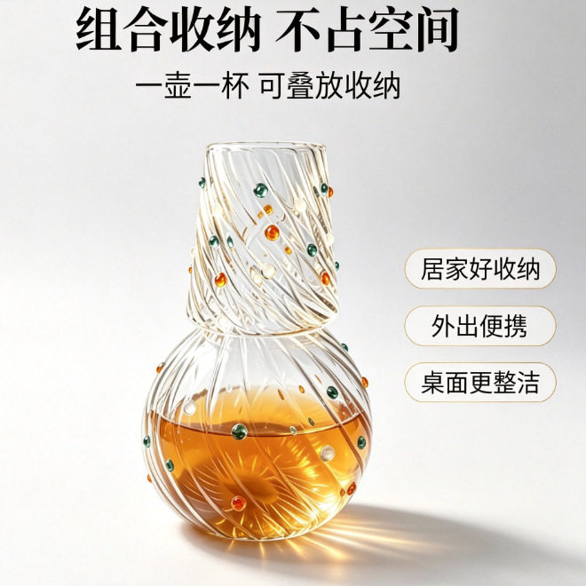 高硼硅玻璃手工斑点耐热冷水壶