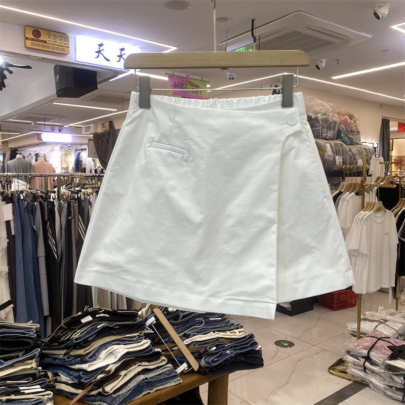 纽芮2695夏款韩版时尚百搭白色A字半身裙女新款显瘦设计感短裙裤