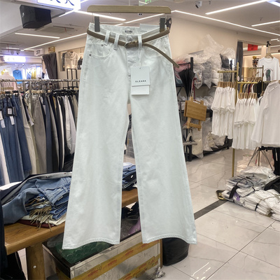 春夏高腰阔腿显瘦九分牛仔裤女