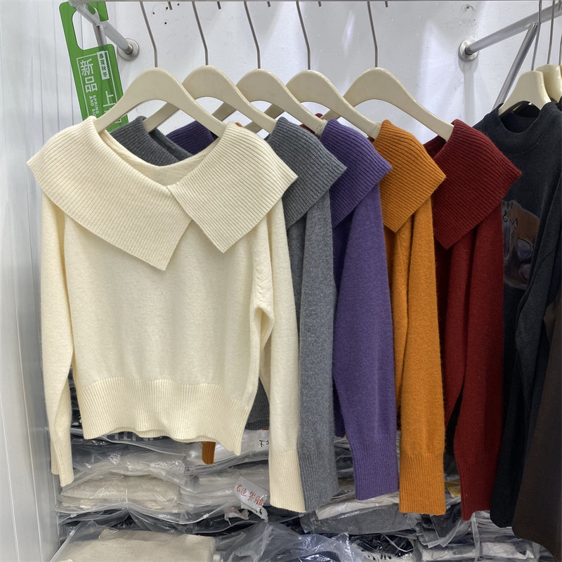 法式2025女冬新款时尚翻领长袖针织衫显瘦不规则羊毛毛衣上衣潮,女装/女士精品,毛针织衫,淘宝优惠券,粉丝福利购,淘宝优惠卷