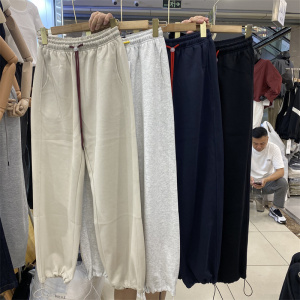 A.XI阿喜栗简35-731松紧高腰抽绳运动裤女秋宽松束脚九分哈伦卫裤