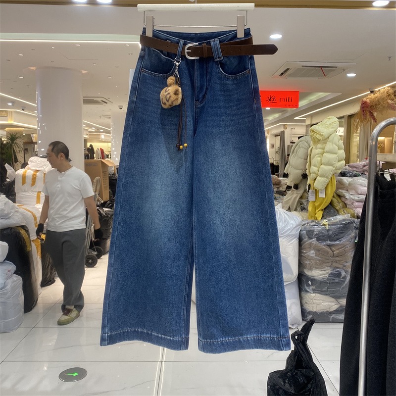 复古高腰直筒牛仔裤女冬款九分裤