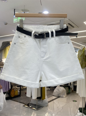 DMJ5536夏款2026新款高腰A字显瘦牛仔短裤女百搭阔腿白色牛仔风