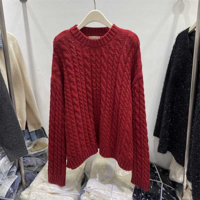 2025冬新款韩系麻花宽松针织衫