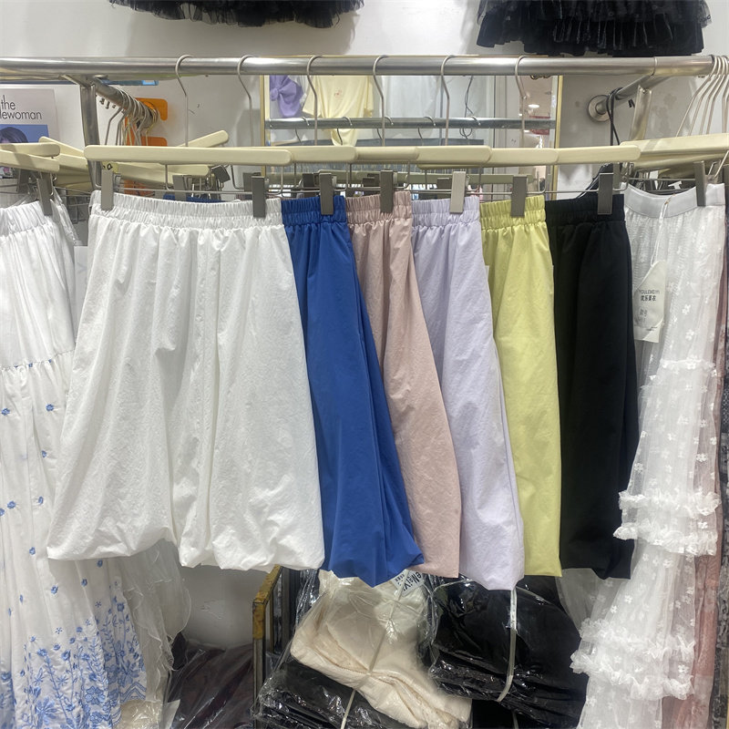 YLMY7037春款松紧腰花苞半身裙女高腰显瘦蓬松中长款百搭休闲裙