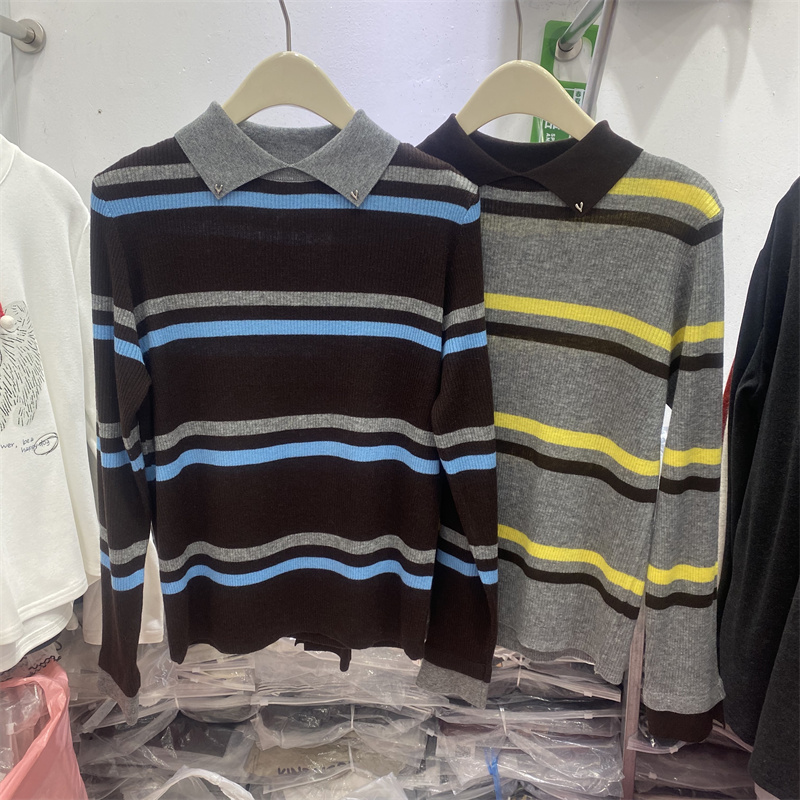 欧货2025冬款条纹针织衫宽松显瘦