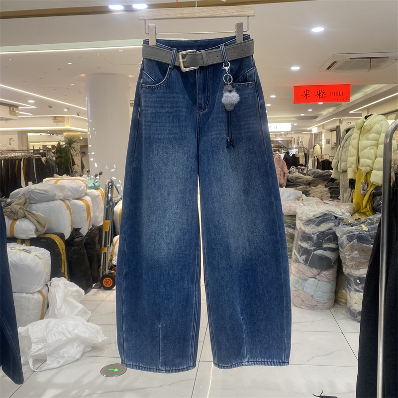 欧货7279短款高腰显瘦牛仔裤长裤