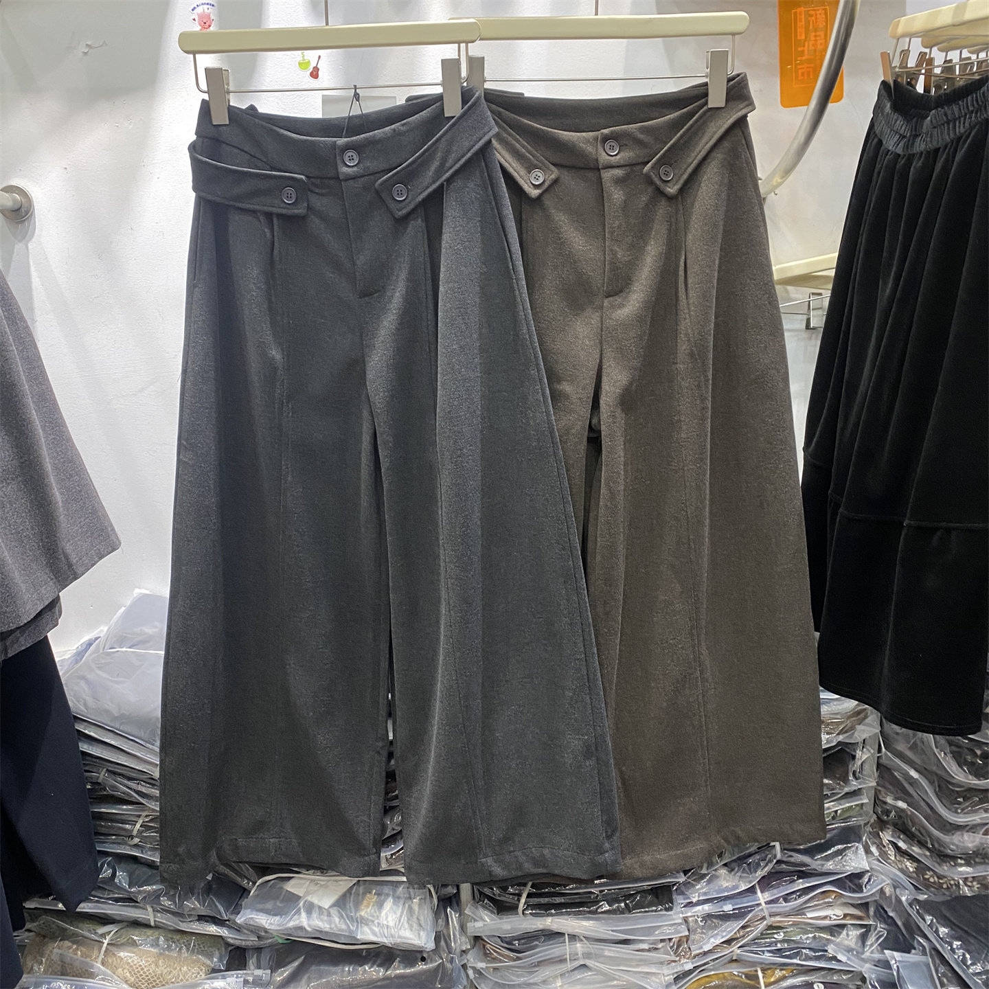 秋冬通勤简约高腰阔腿休闲裤女